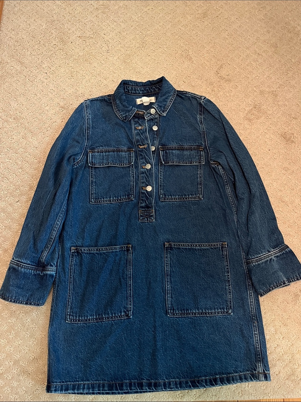Petite Denim Utility Dress - Dark Blue